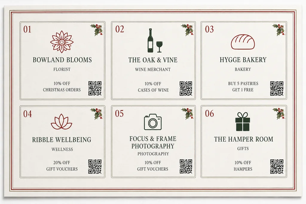 Six demonstration business positions in the Christmas edition